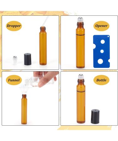 Benecreat 10ml Sienna Glass Roller Bottles - 30 Packs Refillable Containers for Essential Oils Aromatherapy Fragrance & Lip Balm with 5 Pack 3ml Pipettes - International Shipping Available - Buy Online on GoSupps.com