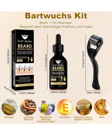 Kit de croissance de la barbe kit de croissance de la barbe avec Dermaroller rouleau barbe s rum rouleau barbe agent de croissance de la barbe pour homme stimule la barbe la - Buy Online on GoSupps.com