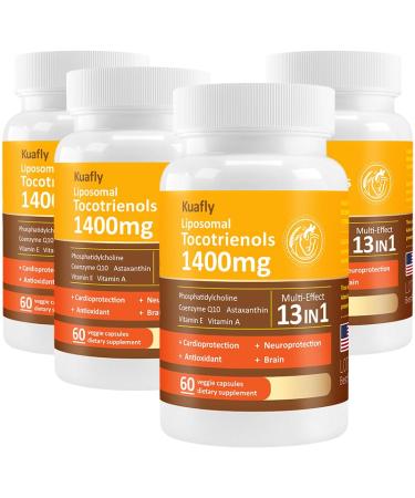 KUAFLY Liposomal Tocotrienols Vitamin E 1400mg - High Potency Vitamin E Tocotrienols with Phosphatidylcholine Astaxanthin 240 Capsules