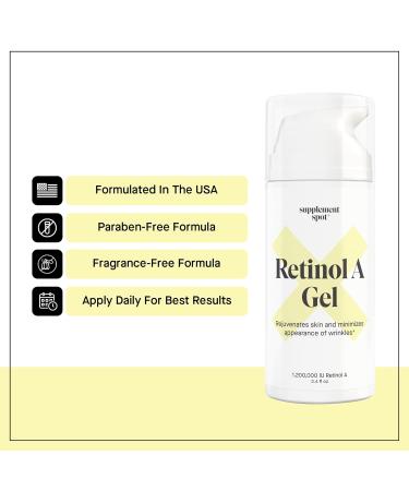 Retinol-A Gel | Best Anti-Aging Moisturizer for Fine Lines & Wrinkles | Daily Vitamin A Facial Gel | Smooth Firm Youthful Skin (3.4 oz - Buy Online on GoSupps.com