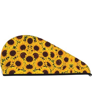 Yellow Sunflowers Coral Velvet Dry Hair Cap | Ideal for Home Travel Pool Parties & More | Quick-Dry Solutions - Buy Online on GoSupps.com