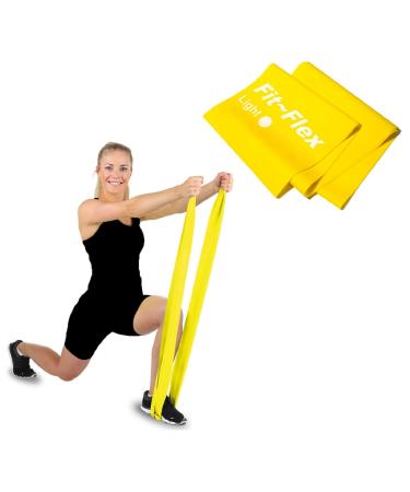 Fit-Flex Resistance Exercise Band - 2m Length - 3 Flex Options Pilates Yoga Rehab Stretching Strength Training Yellow
