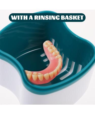 MILISTEN Denture Case with Sieve - Green Storage Box for Teeth & Rinsing Basket | Durable Travel Denture Cup with Lid - Buy Online on GoSupps.com