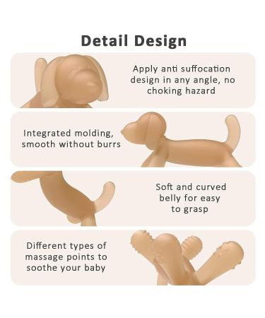 AULEGE Silicone Teething Toy - Soft Dog Shape Teether for Baby 3-18 Months, BPA-Free Chew Toy for Teething Pain Relief - Perfect Boy & Girl Birthday or Christmas Gift - Buy Online on GoSupps.com