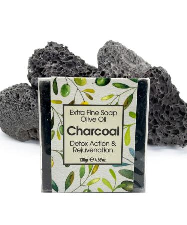 Extra Fine Olive Oil Soap - 100% Natural & Organic - Charcoal - 4.5oz - Greek Spa Quality - Buy Online on GoSupps.com