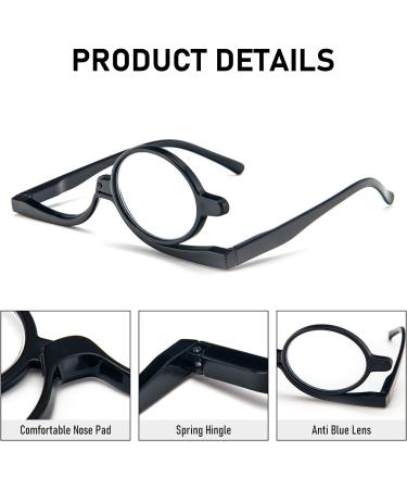 MMOWW Makeup Reading Glasses for Women with Flip-Down Single Lens Rotating Design (Black 3.0) - Enhance Your Makeup Routine! - Buy Online on GoSupps.com