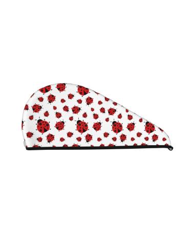 Cute Ladybirds Microfiber Hair Towel Soft Super Absorbent Hair Towel Wrap for Women Coral Velvet Quick Dry Hair Cap for Long Curly and Thick Hair