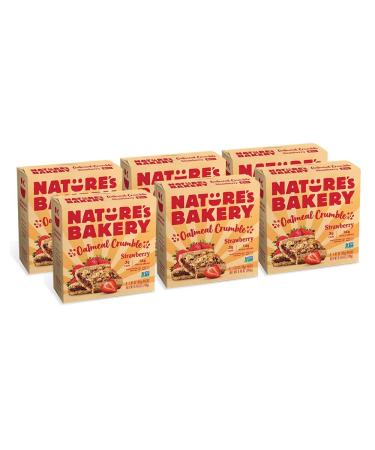 Natures Bakery Oatmeal Crumble Bars, Strawberry, Real Fruit, Vegan, Non-GMO, Breakfast bar, 6 Boxes With 6 Packs, 36 Count