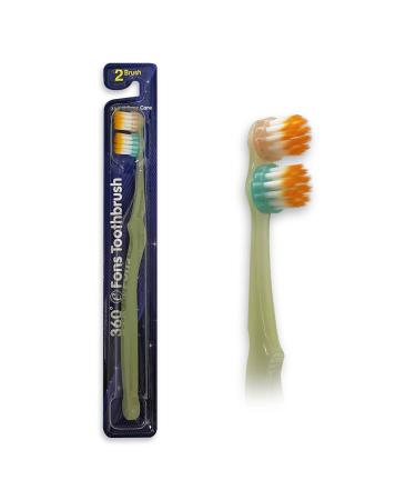 Effortlessly Clean Teeth with Efons Non-Electric Spin Toothbrush | 360-Degree Rotation | 2 Brush Heads | Soft Bristles for Sensitive Gums | Adults & Kids | Manual Toothbrush | Yellow