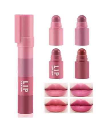 Boobeen Lipstick Crayon Lip Gloss Makeup Lasting Matte Velvet Multi-Color Lipstick Pencil Crayon Lip Stick Set Gifts for Girls and Women 4 Colors 01#