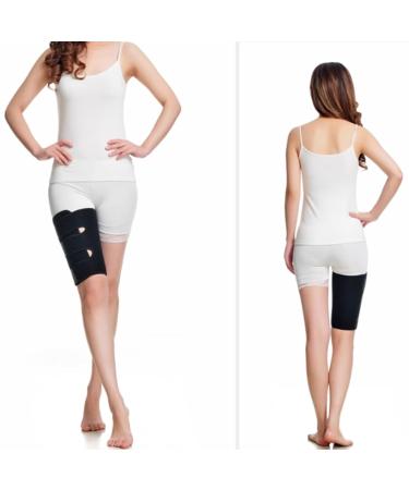Thigh Wraps Support - Adjustable Compression Sleeve for Muscle Injury Relief | Gym Running Fitness Sports Gear for Men & Women - Buy Online on GoSupps.com