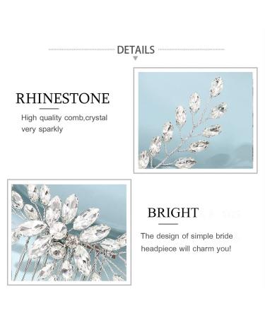 Handcess Bridal Wedding Crystal Hair Combs | Silver Leaves Rhinestone Headpiece & Hair Accessories for Women & Girls - Buy Online on GoSupps.com