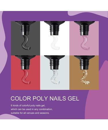 Vrenmol Poly Nails Gel Set: 6 Colors Shiny Black Gold Red Series Nail Extension Kit for Professional Manicure - Red Gold - Buy Online on GoSupps.com