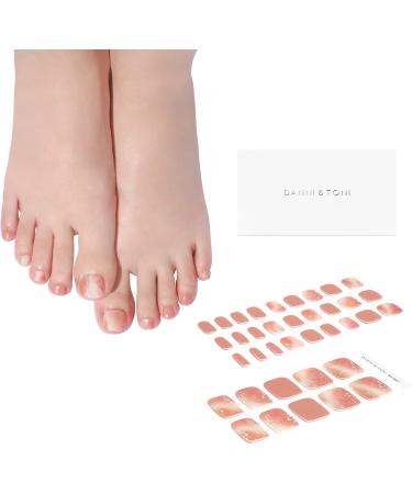 Danni & Toni Half-Hardened Gel Nail Films - Champagne Dreams | Dark Pink Gold Foil Pedicure Wraps | Nail Foil Stickers & Decals for Toenails - 37 Count - Buy Online on GoSupps.com