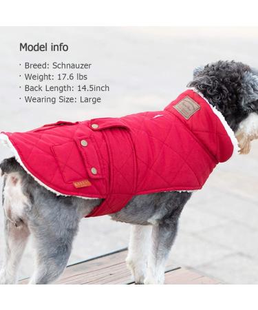 KYEESE Dog Cold Weather Coat | Windproof Padded Sherpa Warm Jacket for Large Dogs | Red XX-Large | Leash Hole | Dog Apparel - Buy Online on GoSupps.com