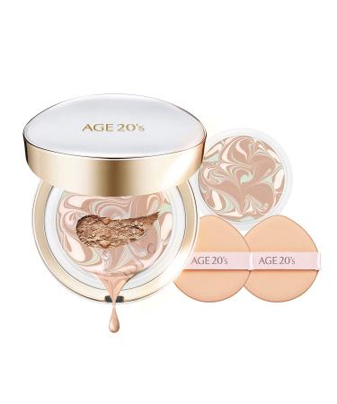 AGE 20’s Signature Long Stay Cushion Foundation, Sunscreen & Hydrating Natural Cover SPF 50+ Foundation Makeup BB & CC Cream Pact + Refill #13 Ivory (0.49oz x 2ea)