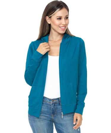 AH JOEAH Women's Hoodie Jacket - Teal Large | Full Zip Up Slim Fit Activewear Sweatshirt - Buy Online on GoSupps.com