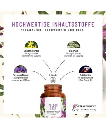 Felsenfest St. John's Wort Capsules - High-Dose Valerian & Passion Flower - Vegan 90 Count with Folic Acid & B12 - Comparison Winner for Stress Relief - Buy Online on GoSupps.com