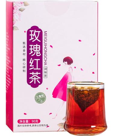Rose Black Tea Bag Rose Black Tea 30 Triangular Bags Boiling Water Brewing Portable Flower Tea for Women Girls - Buy Online on GoSupps.com