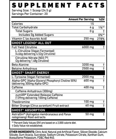 Legend All Out Pre-Workout | Caffeine L-Citrulline & Beta Alanine Blend for Pump Energy & Focus | Sugar-Free Pre-Workout | 40 Servings 400G (Blue Raspberry) - Buy Online on GoSupps.com
