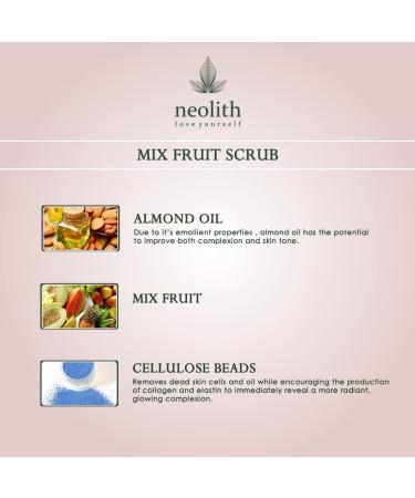 Neolith Mix Fruit Scrub | Gentle Exfoliating Winter Scrub for Dry Skin | Remove Dead Skin & Blackheads | Eco-Friendly Paraben & Sulphate Free | Unisex Face Scrub - 100g - Buy Online on GoSupps.com