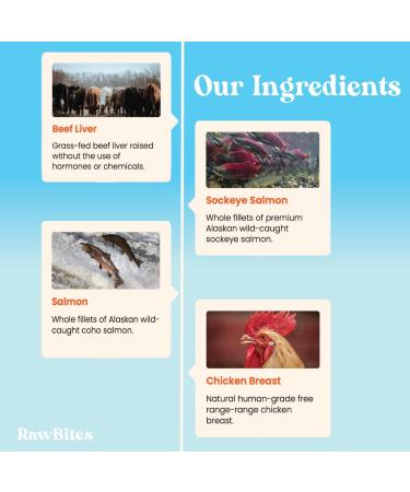 RawBites Freeze Dried Raw Dog Treats | Soy Free Grain Free Locally Sourced and Made in Canada Salmon Dog Treats (78g/2.75oz Salmon) - Buy Online on GoSupps.com