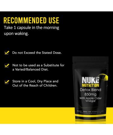 Nuke Nutrition Colon Cleanse - 180 Capsules for Gut Health - Detox & Debloat with Apple Cider Vinegar & Ginseng - Strong Bowel Cleanse - 5 Advanced Ingredients - 180 Count - Buy Online on GoSupps.com