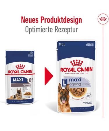 Royal Canin Maxi Ageing 8+ | Pack of 4 | 4 x 10 x 140 g | Complete Food for Dogs | for Large Older and Senior Dogs (26 to 44 kg) | From 5 Years - Buy Online on GoSupps.com
