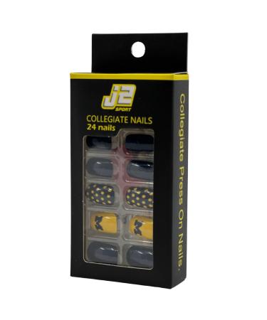 University of Michigan Press On Nails No Glue Mani Includes 24 Nails Prep Pad 1 Manicure Stick 1 Mini File