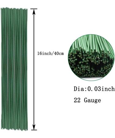 200 Pcs Floral Stem Wire 16 Inch 22 Gauge Dark Green Bouquet Stem for Flower Arrangements DIY Crafts Flower Making Supplies - Buy Online on GoSupps.com