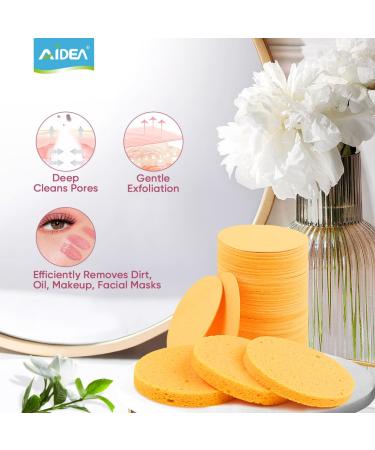 AIDEA 96 Count Compressed Facial Sponges - Eco-Friendly Makeup & Cleansing Sponges for Exfoliating Face Washing & Makeup Removal - Travel Essentials in Yellow - Buy Online on GoSupps.com