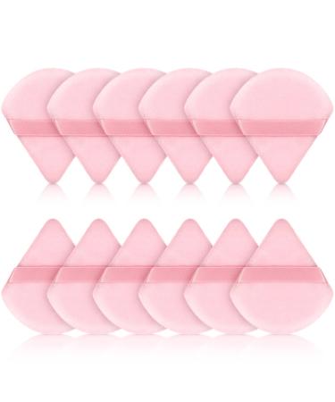 12 Pieces Powder Puff Face Triangle Makeup Puff for Loose Powder Soft Body Cosmetic Foundation Sponge Mineral Powder Wet Dry Makeup Tool(Pink,Small)