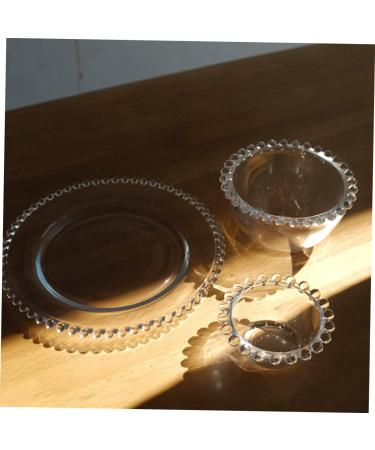 MAGICLULU Glass Plates 1pc Food Chic Beaded Appetizer Dipping Trim Serving Vintage Small Side Condiment Cream Soy Kitchen Transparent 8.5X8.5X4CM - Buy Online on GoSupps.com