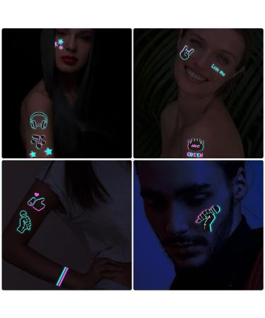 Glow In The Dark Music Temporary Tattoos - Safe & Easy Neon Designs for Kids & Adults | Party Favor Supplies - Buy Online on GoSupps.com