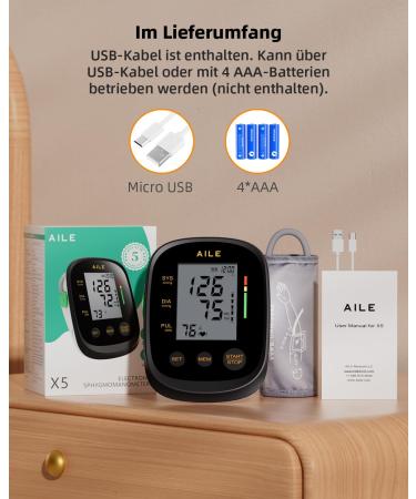 Aile Blood Pressure Monitor - Automatic Upper Arm Device with Large Cuff (22-42cm) 2x99 Memory Easy to Use Home Use | International Shipping - Buy Online on GoSupps.com