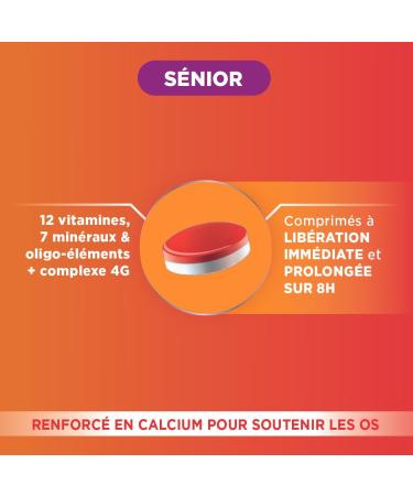Fort Pharma - Multivit' 4G Senior | Food Supplement Form Tonus - Vitamins Minerals - Ginseng Luthein and Calcium - Energy Sight & Eyestrain | 30 Bi-Layer Tablets - Buy Online on GoSupps.com