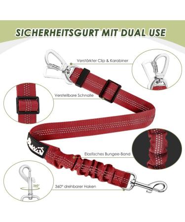 Slowton Dog Harness with Seat Belt for Car - Breathable Design 2 Carabiner Hooks Red (L) - Secure & Comfortable Travel for Dogs - Buy Online on GoSupps.com