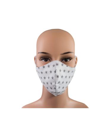 Bettina brother women's mask - stars Karo white gray - makeshift mask mouth nose mouth cecover everyday mask facial mask face mask - cotton washable - turning model 2 in 1