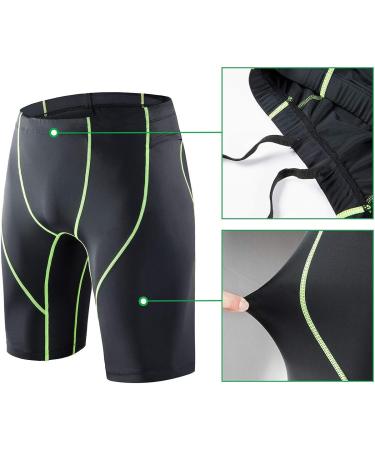 Beroy Men's Compression Shorts with Pocket - Green Line | Medium - Buy Online on GoSupps.com
