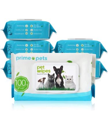 Primepets wet wipes Nursing towels for dog cats 6 100 pieces of cleaning towels for pets desodorizing wiping towels of course antibacterial for cleaning faces ears 600 pieces