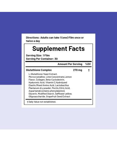 Glutathion EZ - Edible Flim Type Glutathione Collagen Elastin Hyaluronic Acid Vitamin C *As Advertised* - 270mg x 30 Films (8.1g) - Buy Online on GoSupps.com