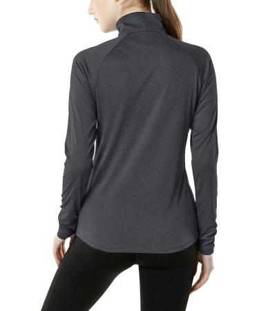 TSLA Women's Quarter Zip Pullover | Quick Dry Long Sleeve Workout Top | Lightweight Athletic T-Shirt | Charcoal Small - Buy Online on GoSupps.com
