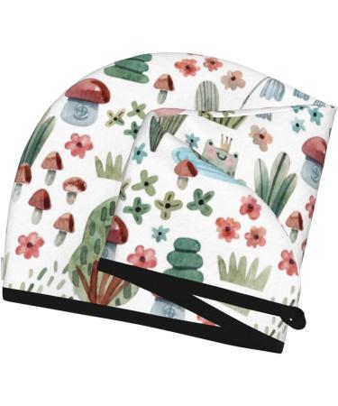 Hair Towel Wrap - Quick Drying Hair Turban with Button | Frog & Forest Plants Design - Buy Online on GoSupps.com