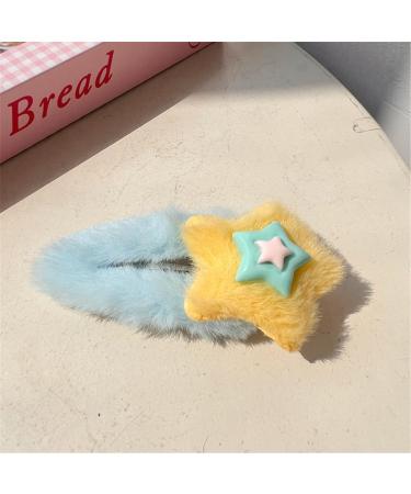 Sweet Hair Clip Layered Star Shape Snap Hairpin Plush Hair Clip for Ponytail Bangs Hairpins for Teenagers Children - Buy Online on GoSupps.com