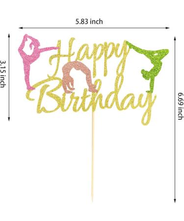 Arthsdite Gymnastics Cake Topper Gymnast Cake Pick for Gymnastics Theme Baby Girl Happy Birthday Party Decorations - Gold Glitter - Buy Online on GoSupps.com