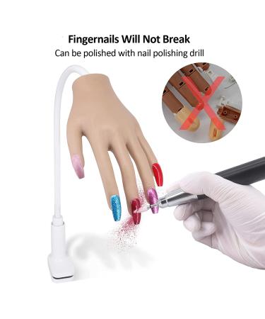 Silicone Nail Practice Hand with Aluminum Alloy Bracket - Flexible & Durable for Acrylic Nails - Brown - Buy Online on GoSupps.com