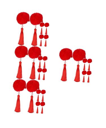 MAGICLULU 12 Pairs Tassel Hair Ball Hair Clip Hair Accessory for Cosplay Hair Pin Hair Barrettes Hanfu Hair Accessories for Red Tassel Fur Ball Child Artificial Fur Chinese Style
