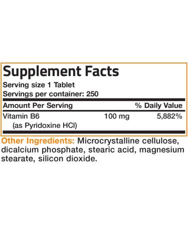 Premium Vitamin B6 100mg Supplement - Supports Protein Metabolism, Cardiovascular & Immune Health - 250 Tablets - Buy Online on GoSupps.com