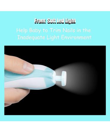 Baby Nail Trimmer - Electric Safe Baby Nail File Trim Polish Grooming kit Safe for Infant Newborn Toddler Girls Boys Adults with LED Light 6 Grinding Heads Blue - Buy Online on GoSupps.com