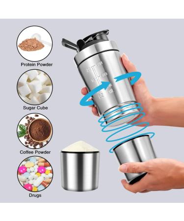 Golgner Shaker prot in en acier inoxydable sport fitness shaker prot in fitness 600 ml avec tasse de 200 ml sans BPA avec balance pour shake prot in di t tique et fitness (argent) - Buy Online on GoSupps.com